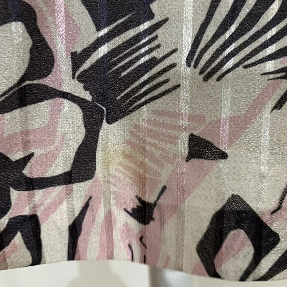 Graff Californiawear Iridescent Shiny Long Sleeve Floral Button Up Vintage Pink - Picture 9 of 10